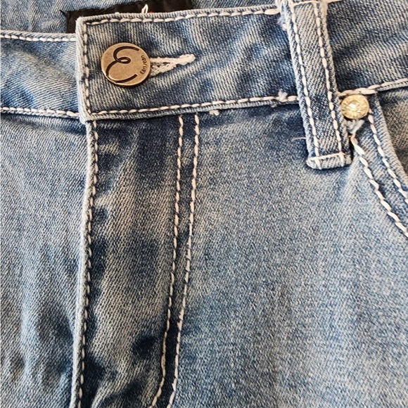 Earl Jeans Womens 10 Blue Bedazzled Capri Denim Cotton Blend flag Studded - Picture 2 of 8